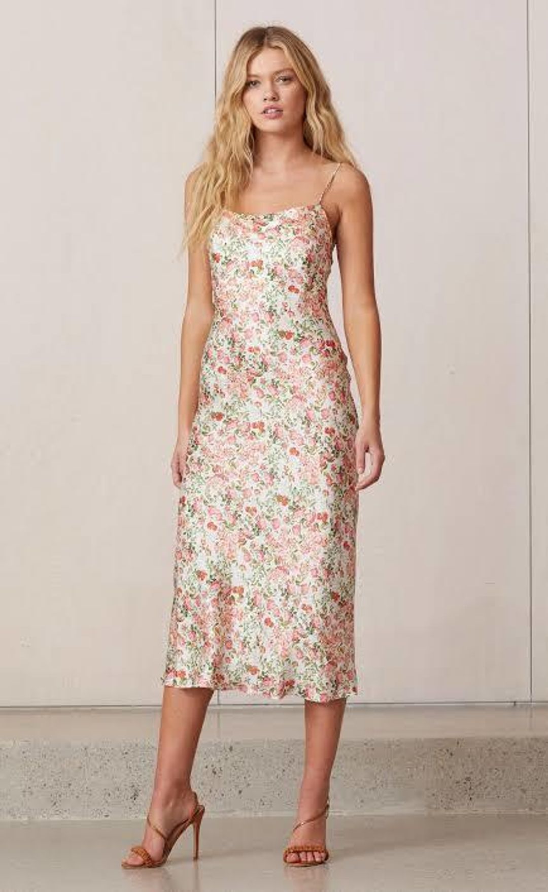 Bec & Bridge Pink Party Slip Dress Camellia Floral Print Size 6 for rent on The Volte - main image
