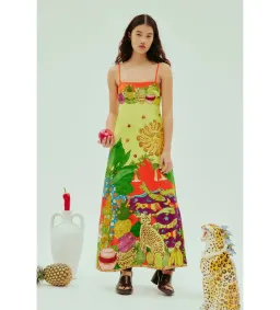 Alemais Tiger Day Midi Dress Multi Print Size AU 12 for rent on The Volte - image 1