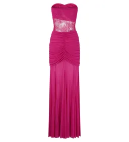 Meshki Khadijah Lace And Mesh Maxi Dress in Dragonfruit Size S / AU 8 for rent on The Volte - image 6