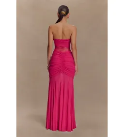 Meshki Khadijah Lace And Mesh Maxi Dress in Dragonfruit Size S / AU 8 for rent on The Volte - image 3