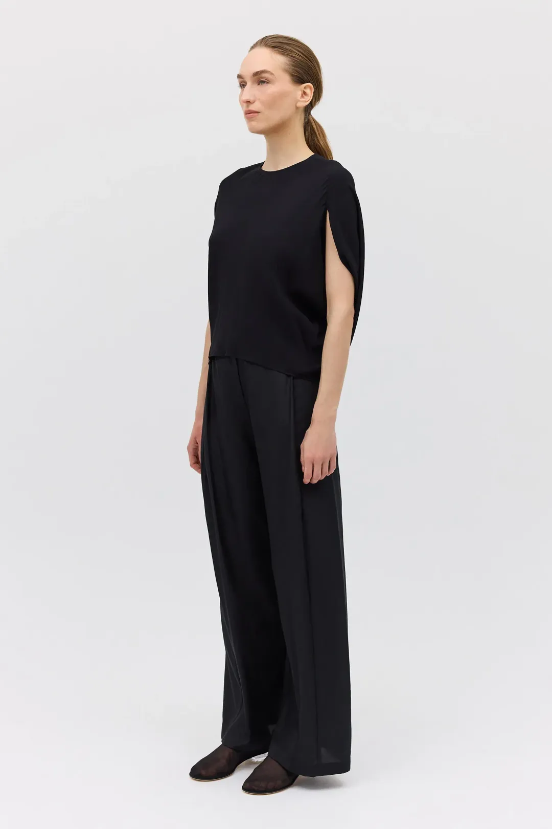 Bianca Spender Crepe Crawford Top Black Size 8/S for rent on The Volte - main image