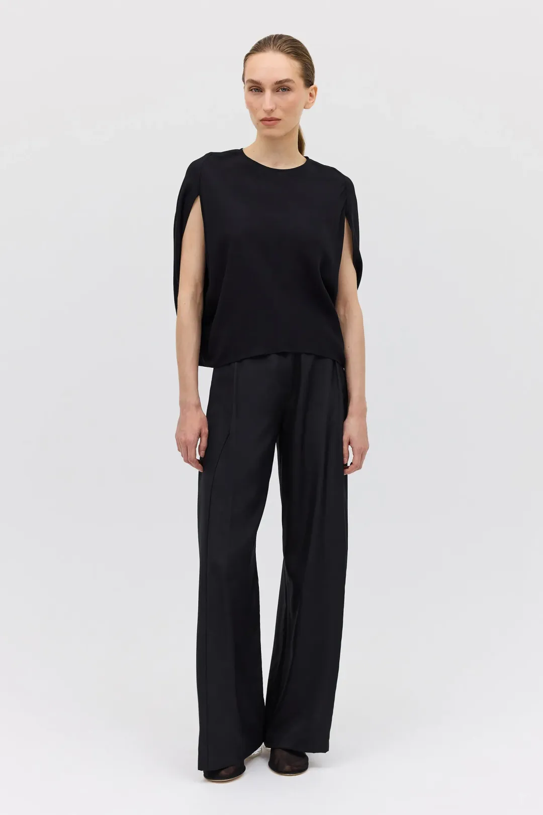 Bianca Spender Crepe Crawford Top Black Size 8/S for rent on The Volte - main image