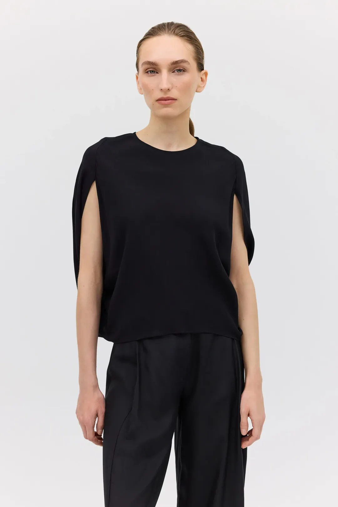 Bianca Spender Crepe Crawford Top Black Size 8/S for rent on The Volte - main image