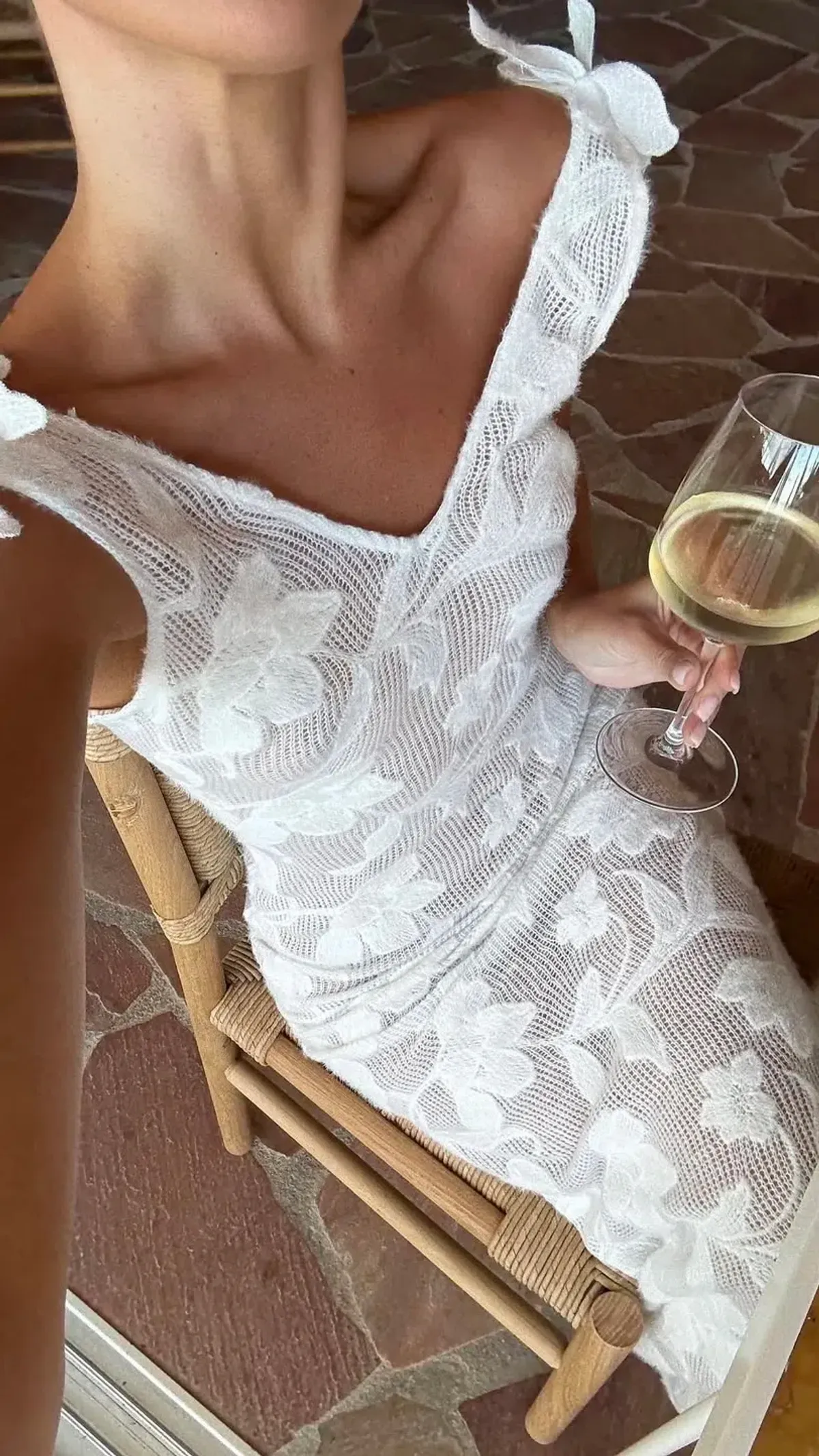 MESHKI Cornelia Floral Sheer Maxi Dress Ivory Size 6 - Image 2