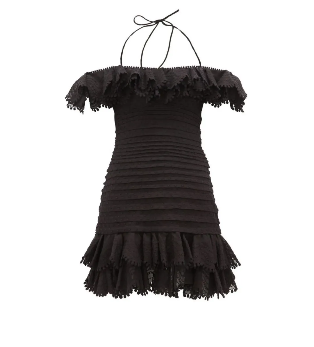 Zimmerman Super Eight Ruffled Pintucked Mini Dress Black Size 0 AU 8 for rent on The Volte - main image