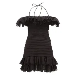 Zimmerman Super Eight Ruffled Pintucked Mini Dress Black Size 0 AU 8 for rent on The Volte - image 4