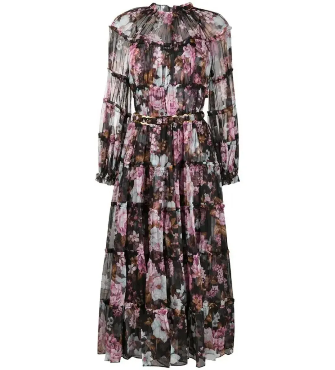 Zimmerman Charm Tiered Chiffon Midi Dress Size AU 10 for rent on The Volte - main image