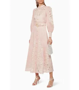 Zimmermann Freja Embroidered Midi Dress Pink Size AU 12 for rent on The Volte - image 1
