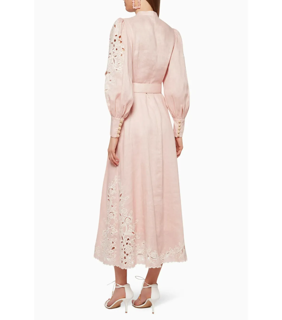 Zimmermann Freja Embroidered Midi Dress Pink Size AU 12 - Image 2