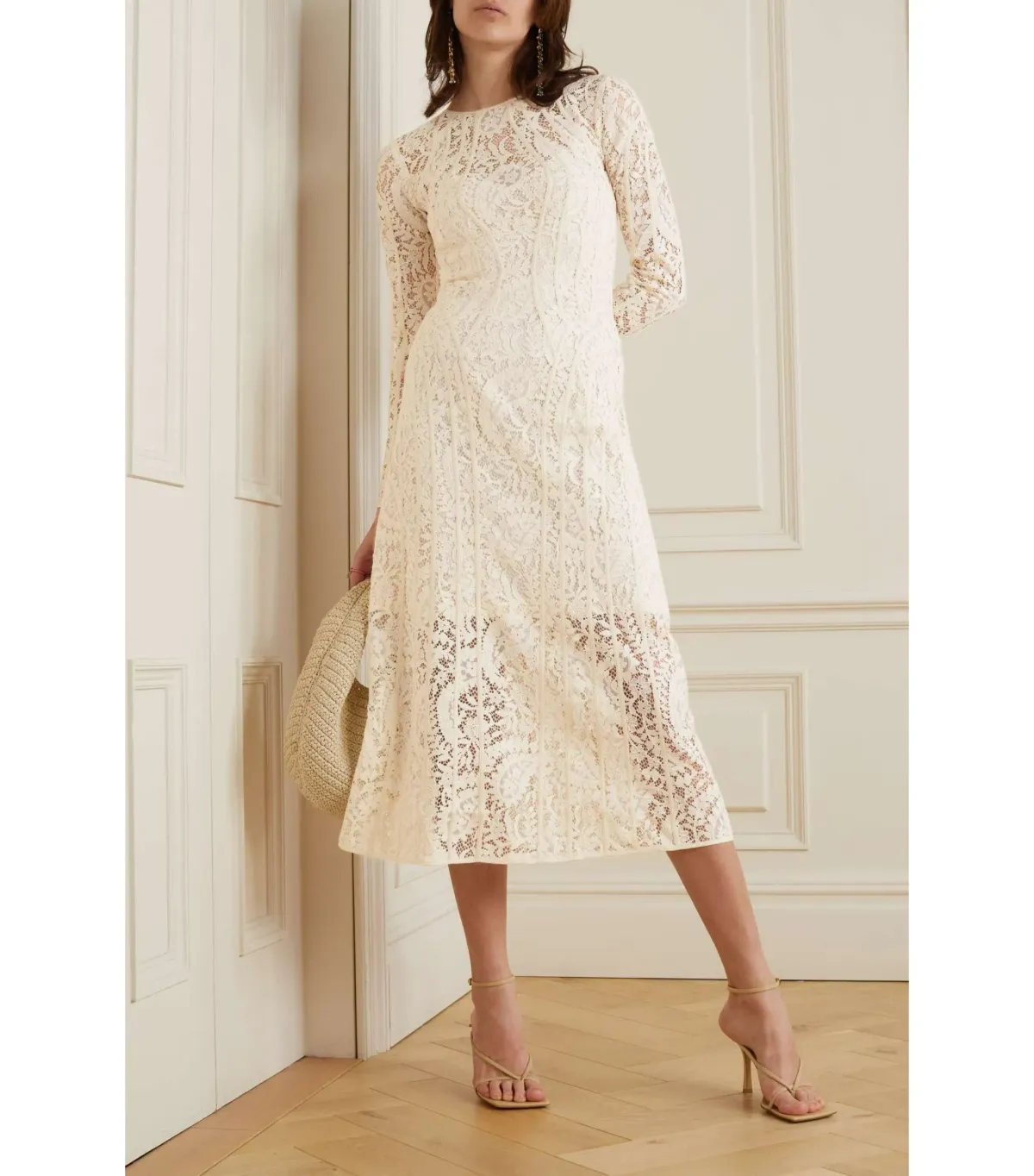 Zimmermann Devi Panelled Lace Midi Dress Ivory Size 2 / AU 12 - Image 1