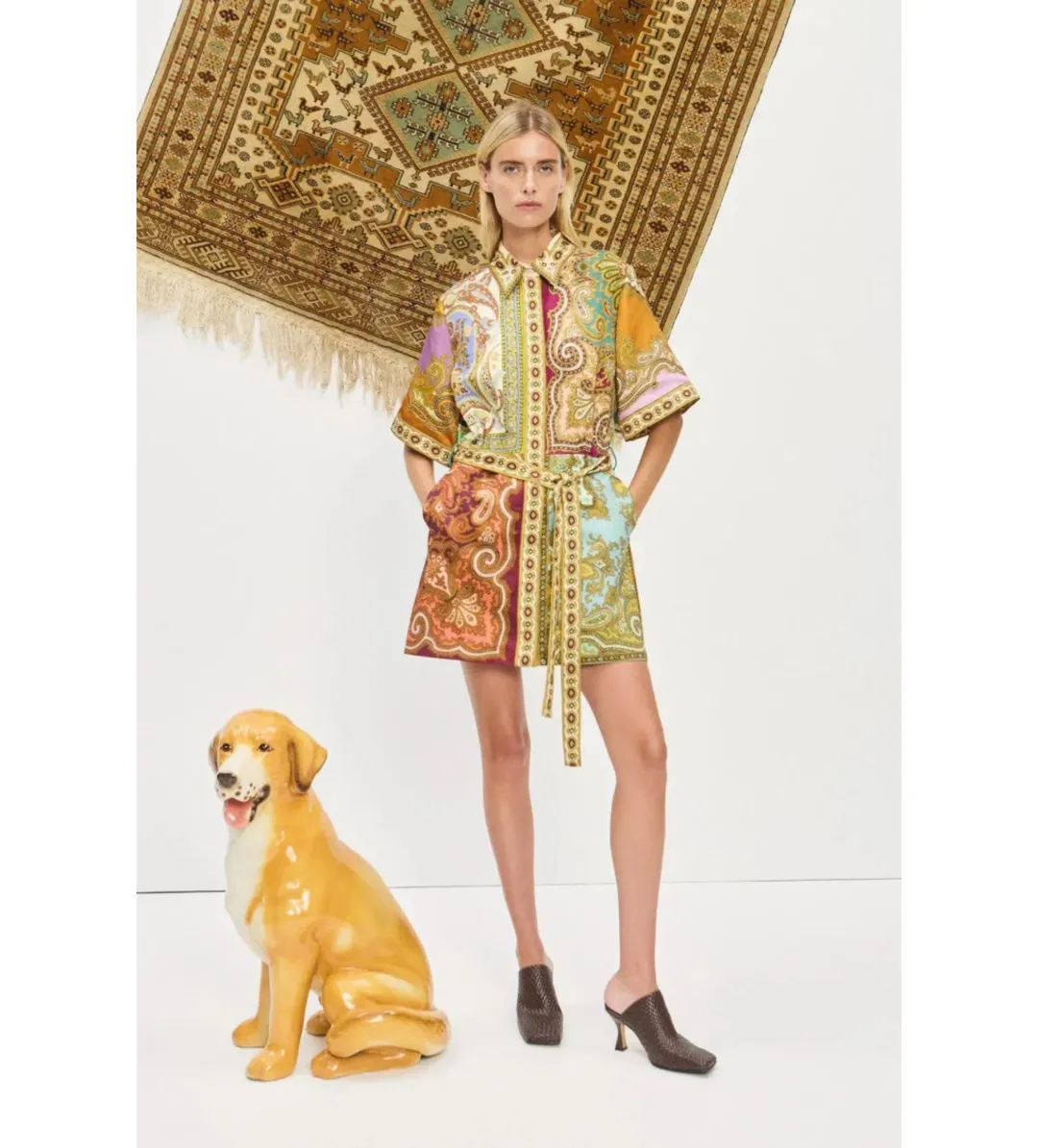 Alemais Clemenza Spliced Mini Dress Multi Print Size AU 16 for rent on The Volte - main image