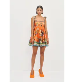 Alemais Rocco Mini Sundress Orange Print Size AU 16 for rent on The Volte - image 1