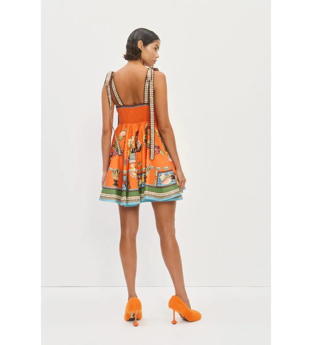 Alemais Rocco Mini Sundress Orange Print Size AU 16 for rent on The Volte - main image