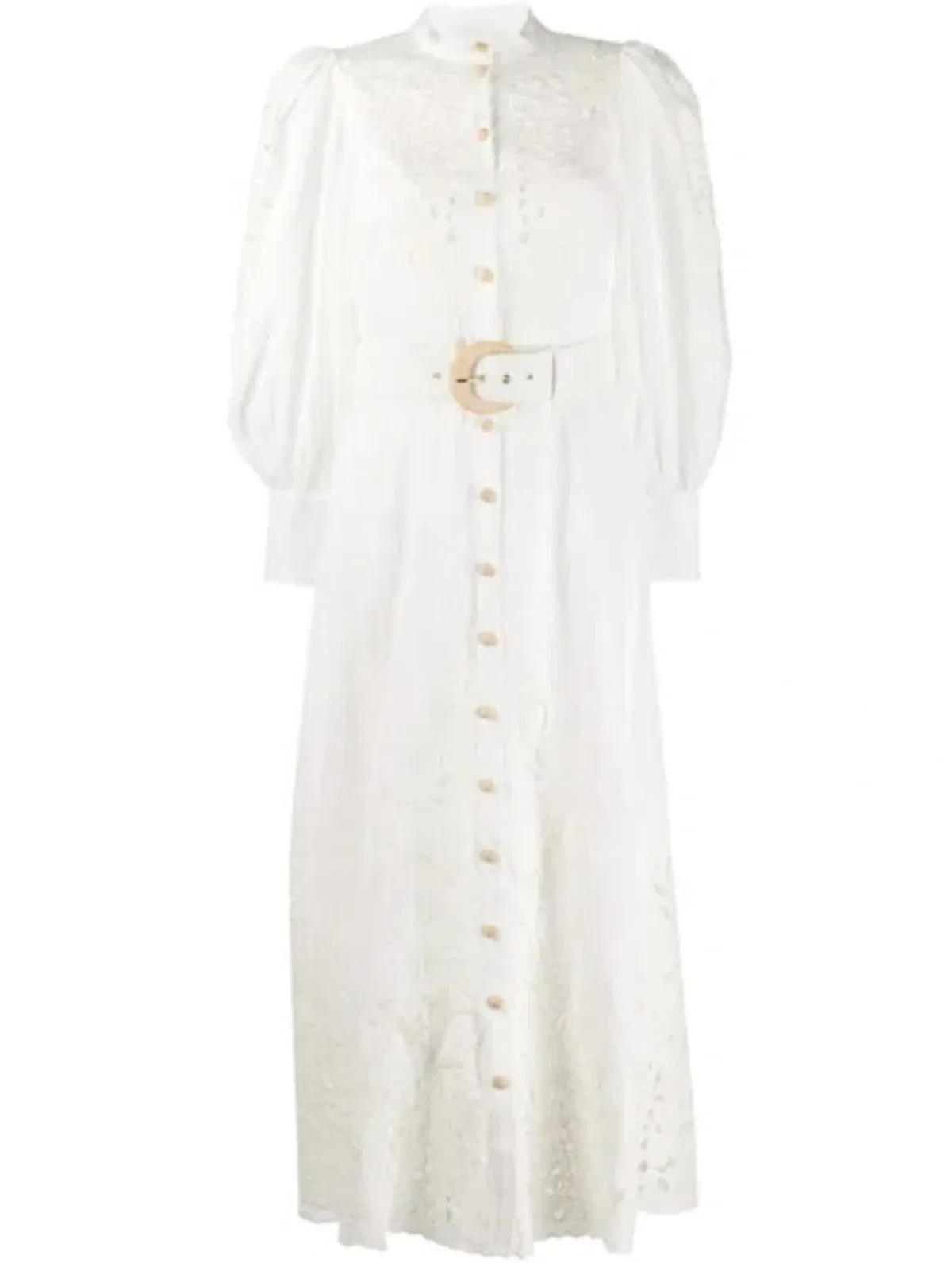 Zimmermann Peggy Belted Broderie Midi Dress White Size AU 12 - Image 2