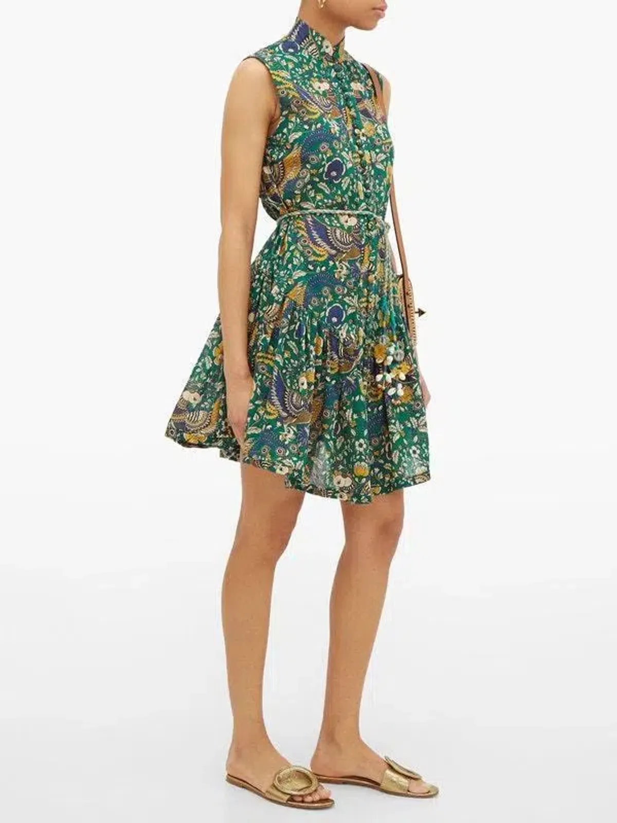 Zimmermann Edie Drop Waist Mini Dress Green Size AU 8 - Image 3