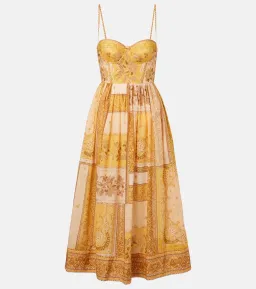 Zimmermann The Lucky Corset Midi Dress in Mustard Bandana Size 3/Au 14 for rent on The Volte - image 2