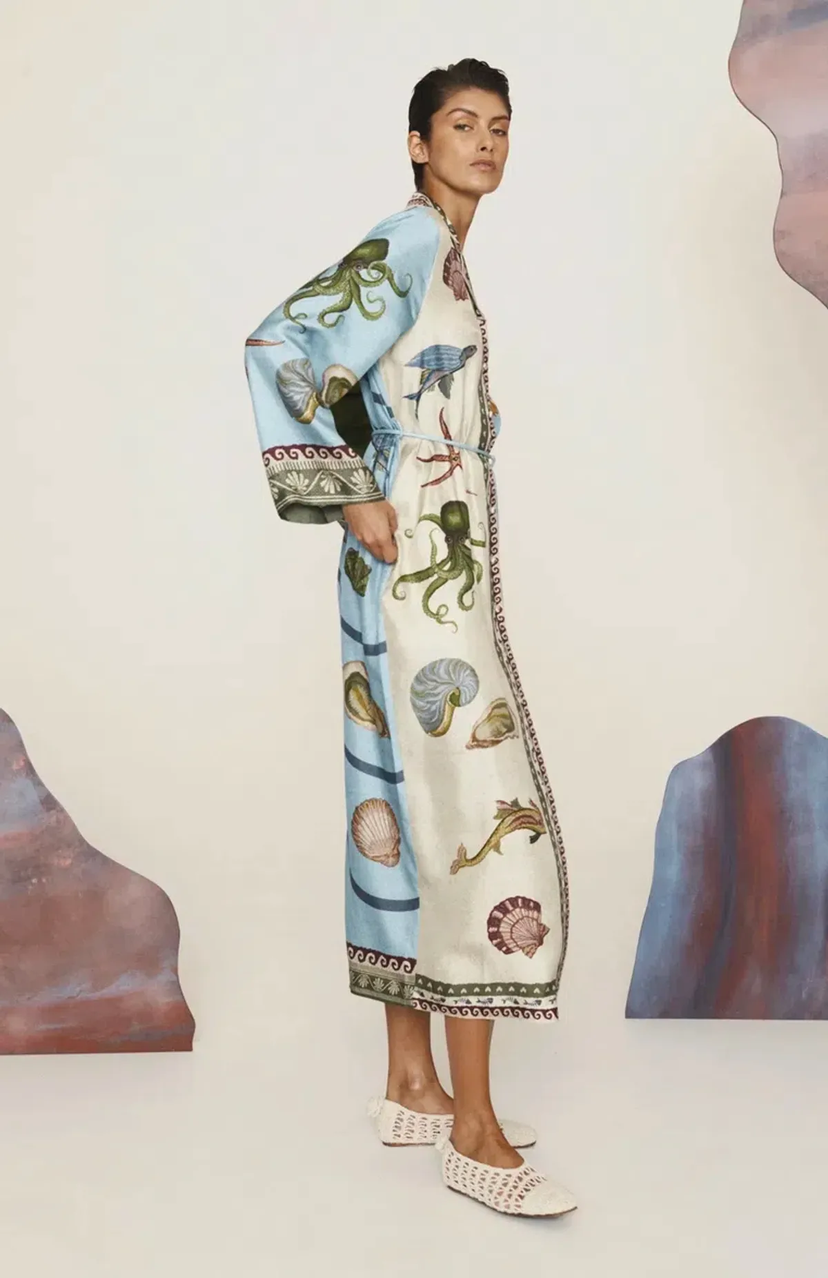 Alemais Bath House Silk Shirtdress Multi Size 16 - Image 5