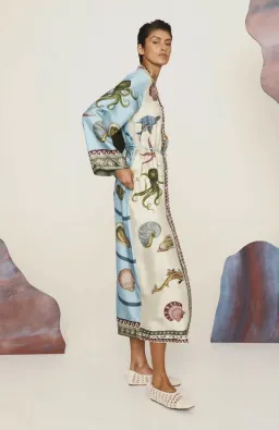 Alemais Bath House Silk Shirtdress Multi Size 16 for rent on The Volte - image 5