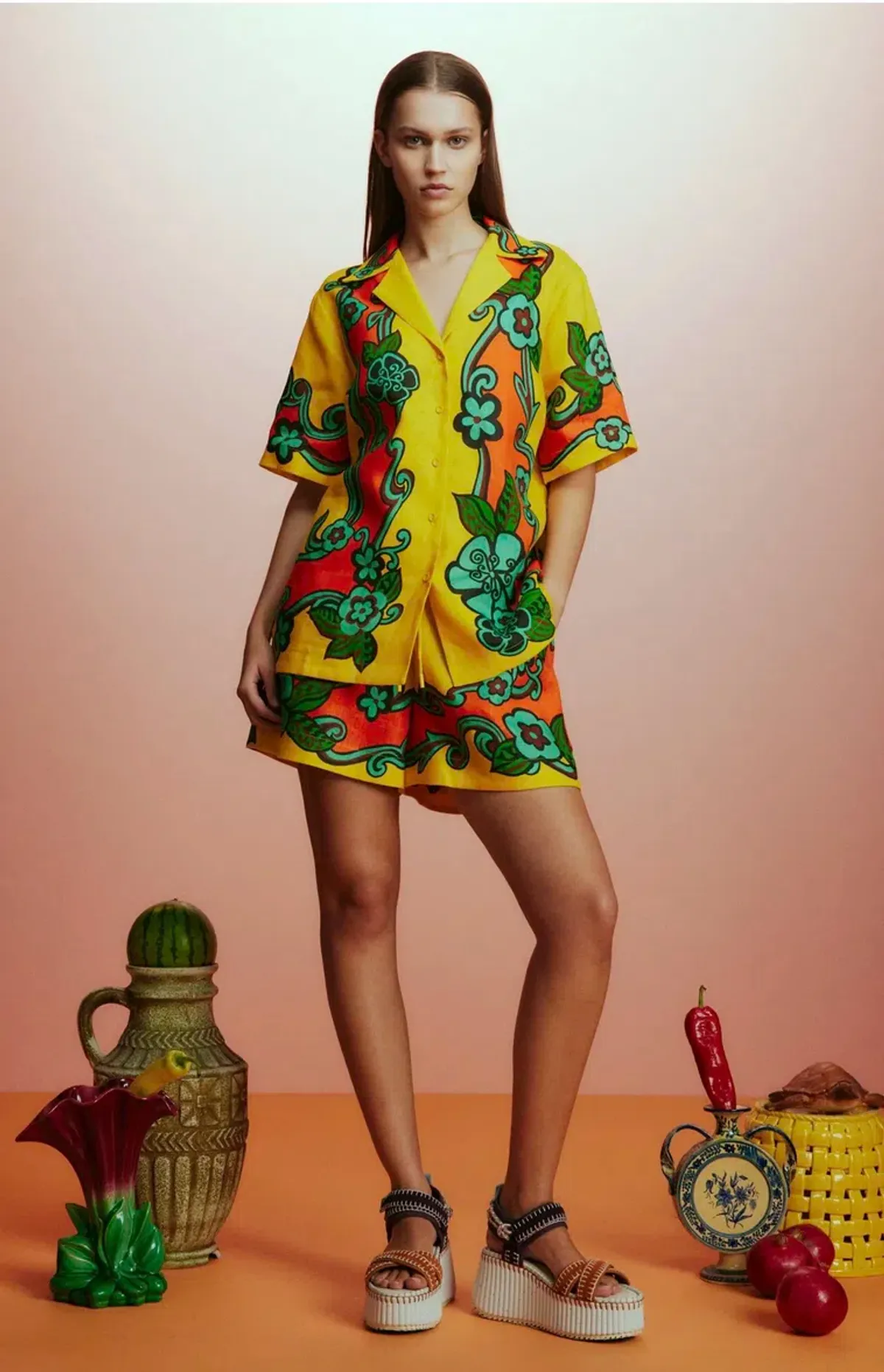 Alemais Flame Shirt and Short Set Size AU 14 - Image 1