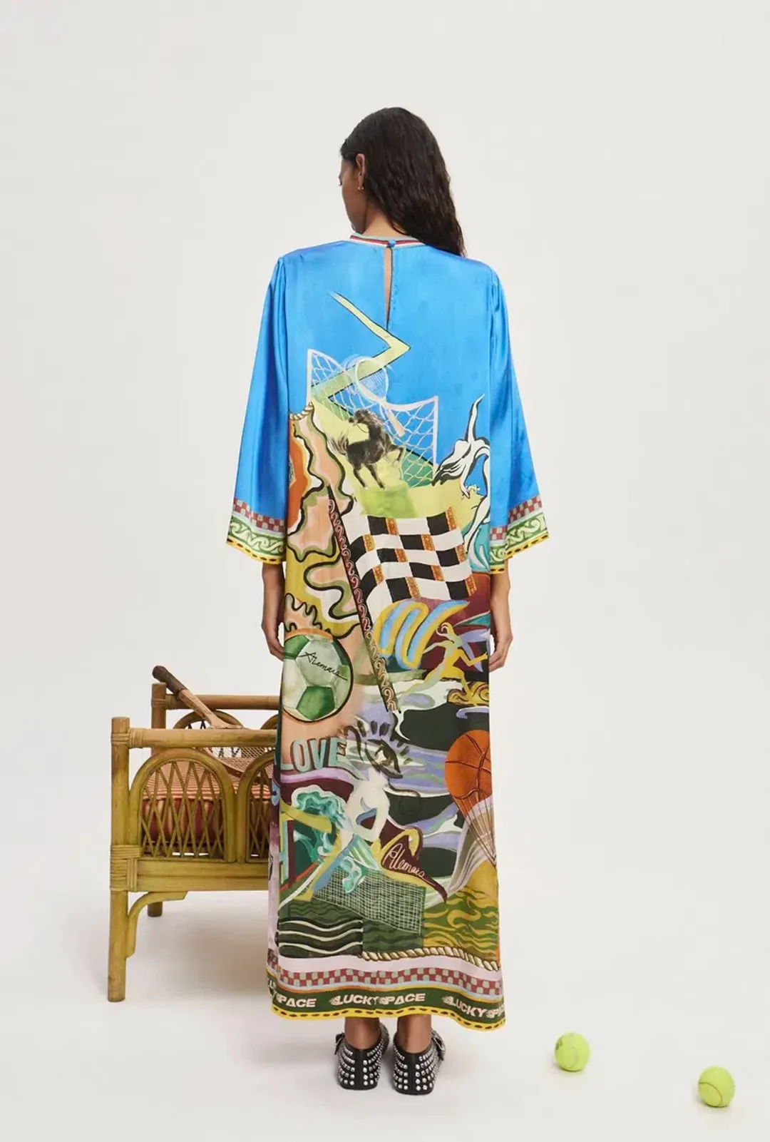 Alemais Lucky Pace Silk Midi Dress Print Size 16 for rent on The Volte - main image