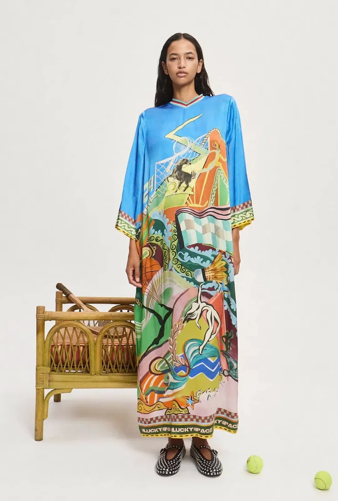 Alemais Lucky Pace Silk Midi Dress Print Size 16 for rent on The Volte - main image