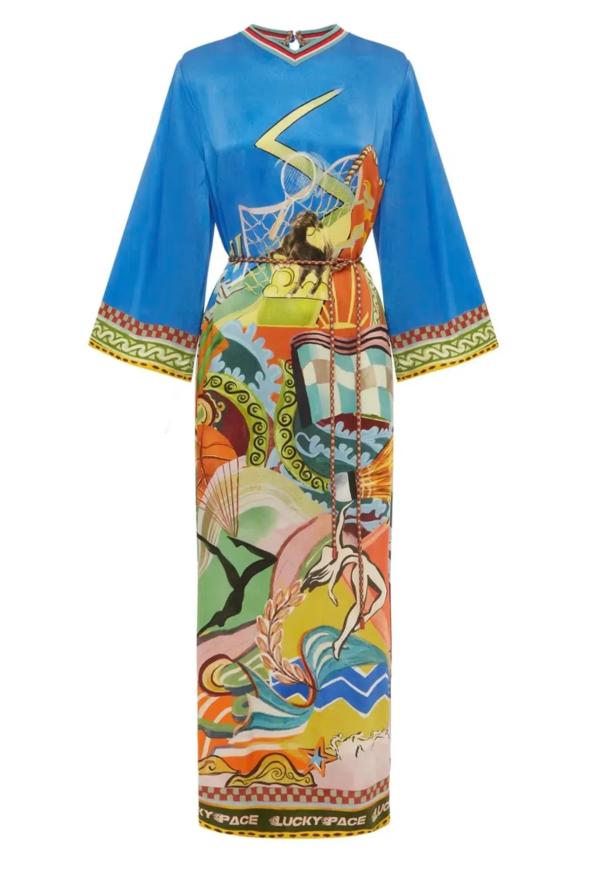 Alemais Lucky Pace Silk Midi Dress Print Size 16 - Image 6