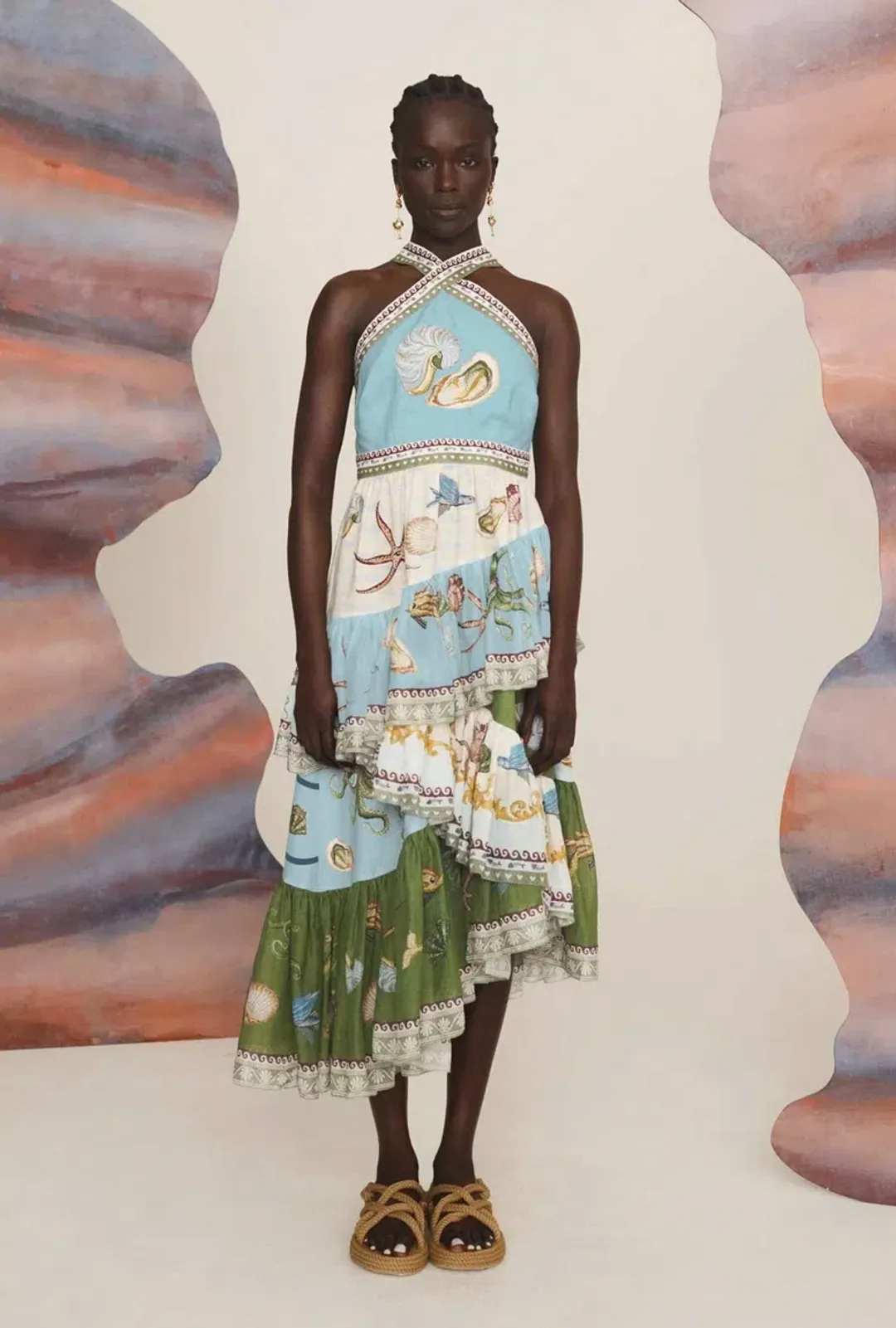 Alemais Bath House Midi Dress Multi Size 16 for rent on The Volte - main image