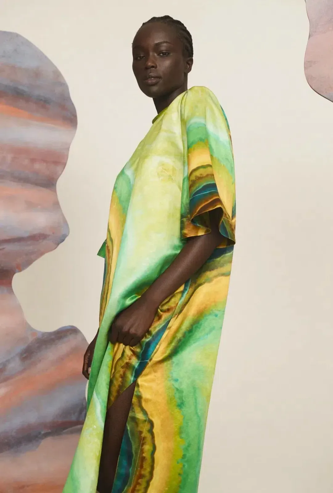 Alemais Iris Midi Dress Green/Multi Size 16 for rent on The Volte - main image