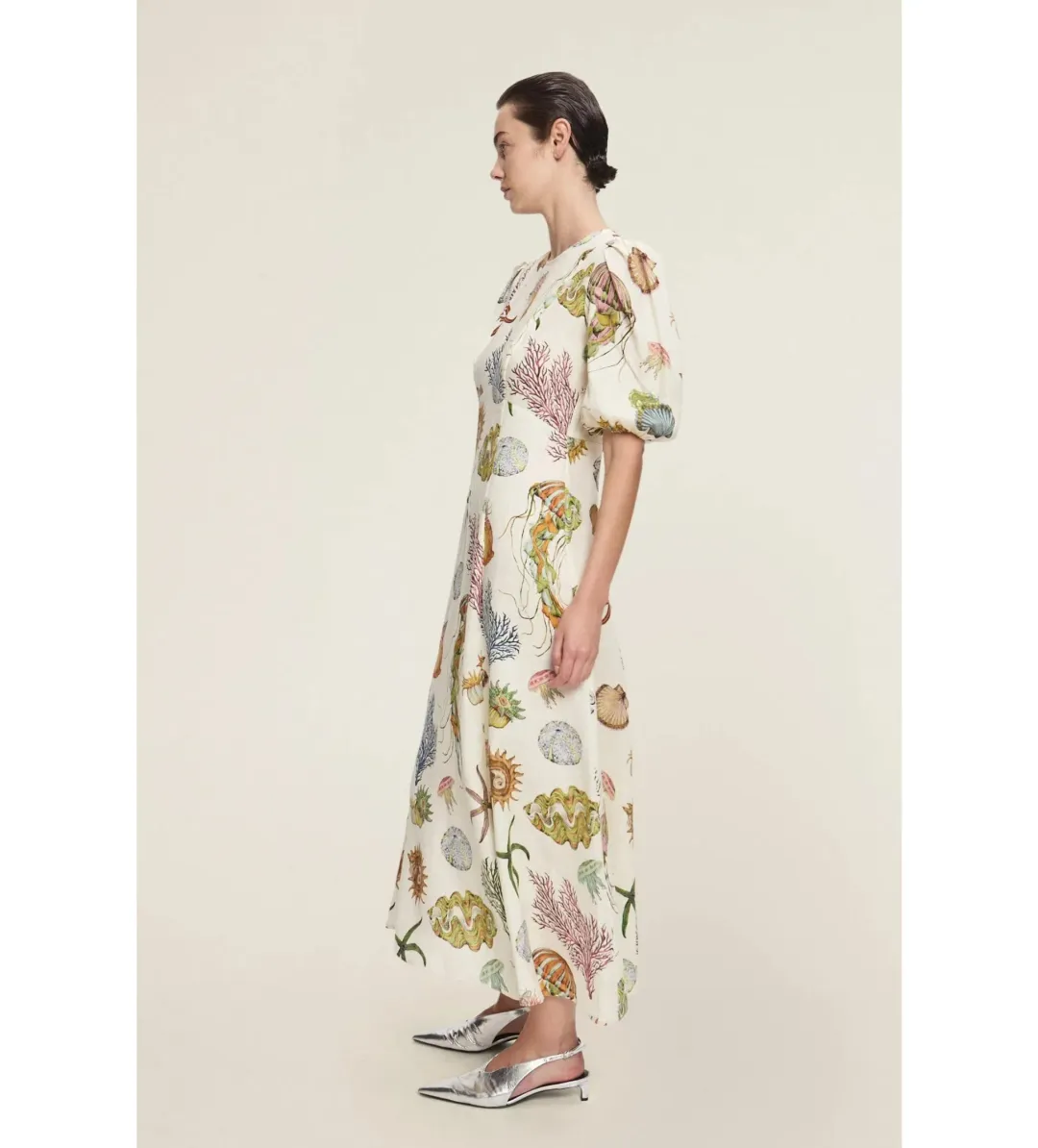 Alemais Sea Midi Dress Cream Print Size AU 16 for rent on The Volte - main image