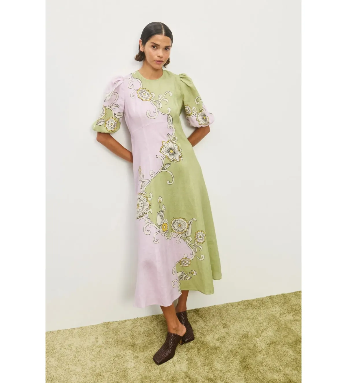 Alemais Sora Midi Dress Multi Floral Size AU 10 - Image 1