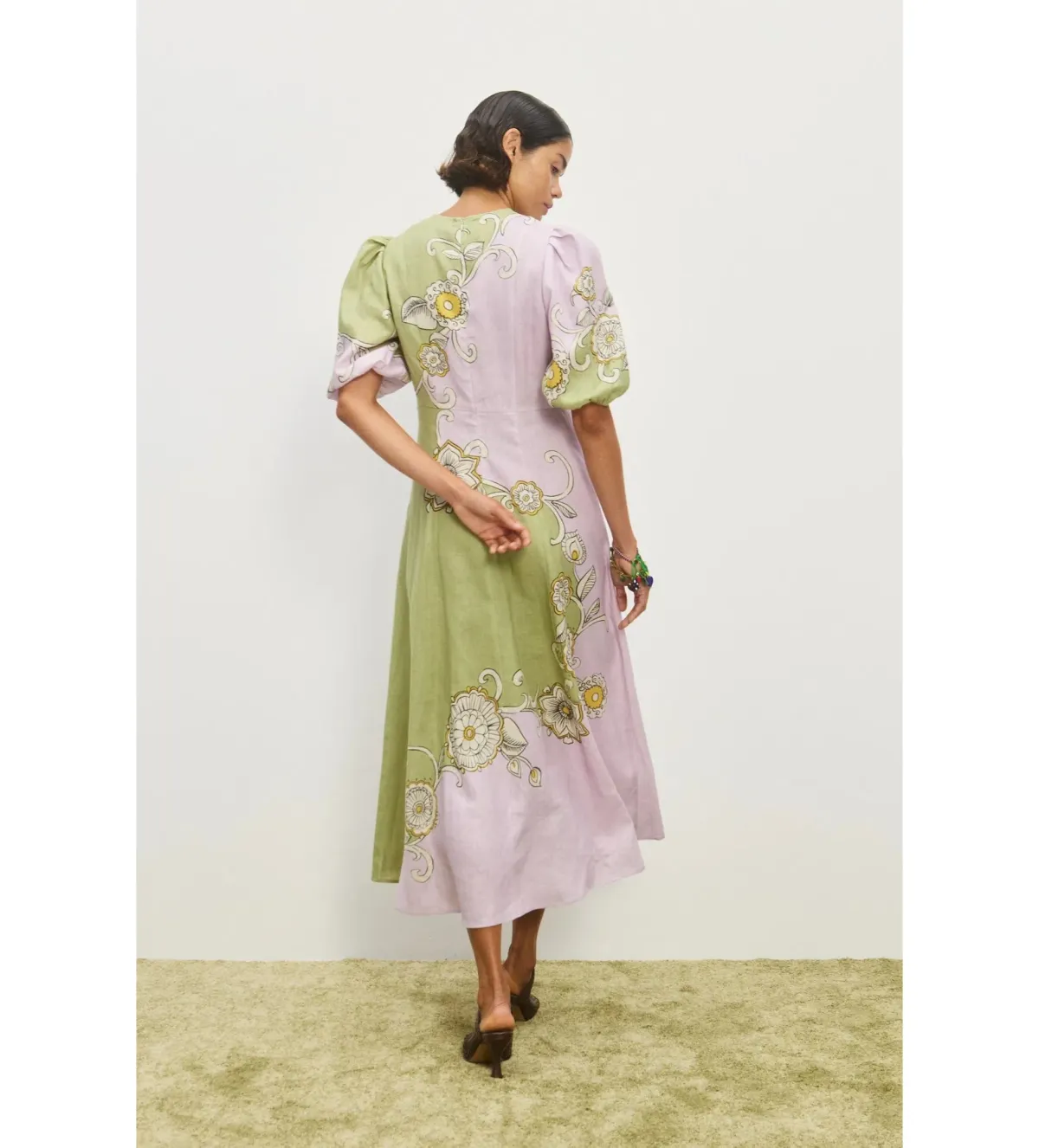 Alemais Sora Midi Dress Multi Floral Size AU 10 - Image 3