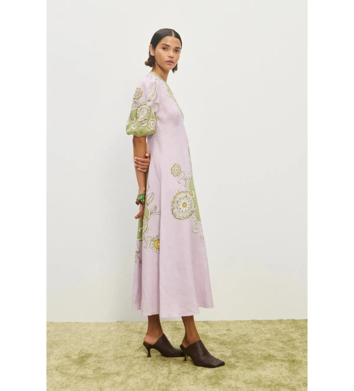 Alemais Sora Midi Dress Multi Floral Size AU 10 - Image 2