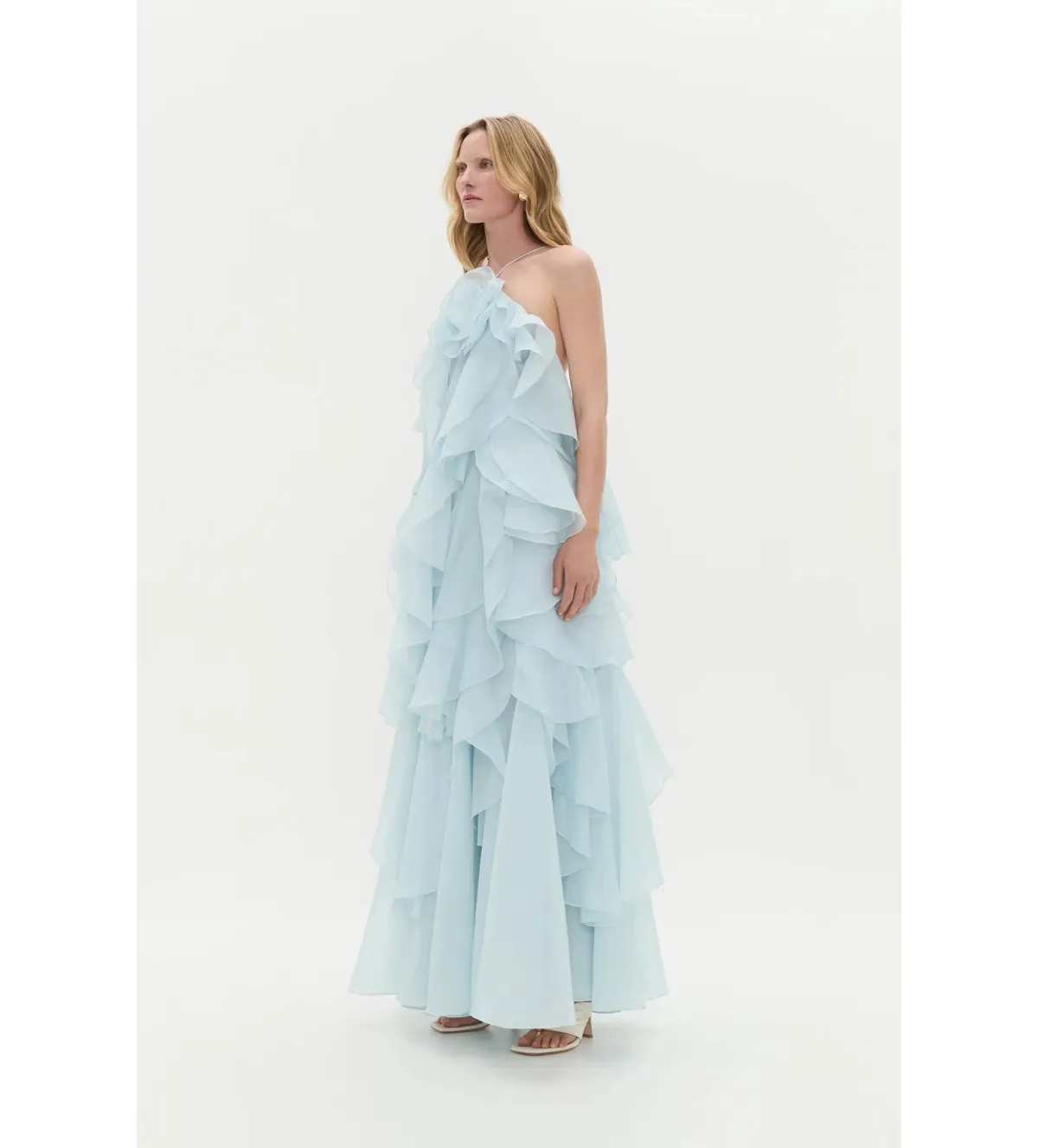 Aje Pandorea Layered Maxi Dress Silver Blue Size AU 10 - Image 3