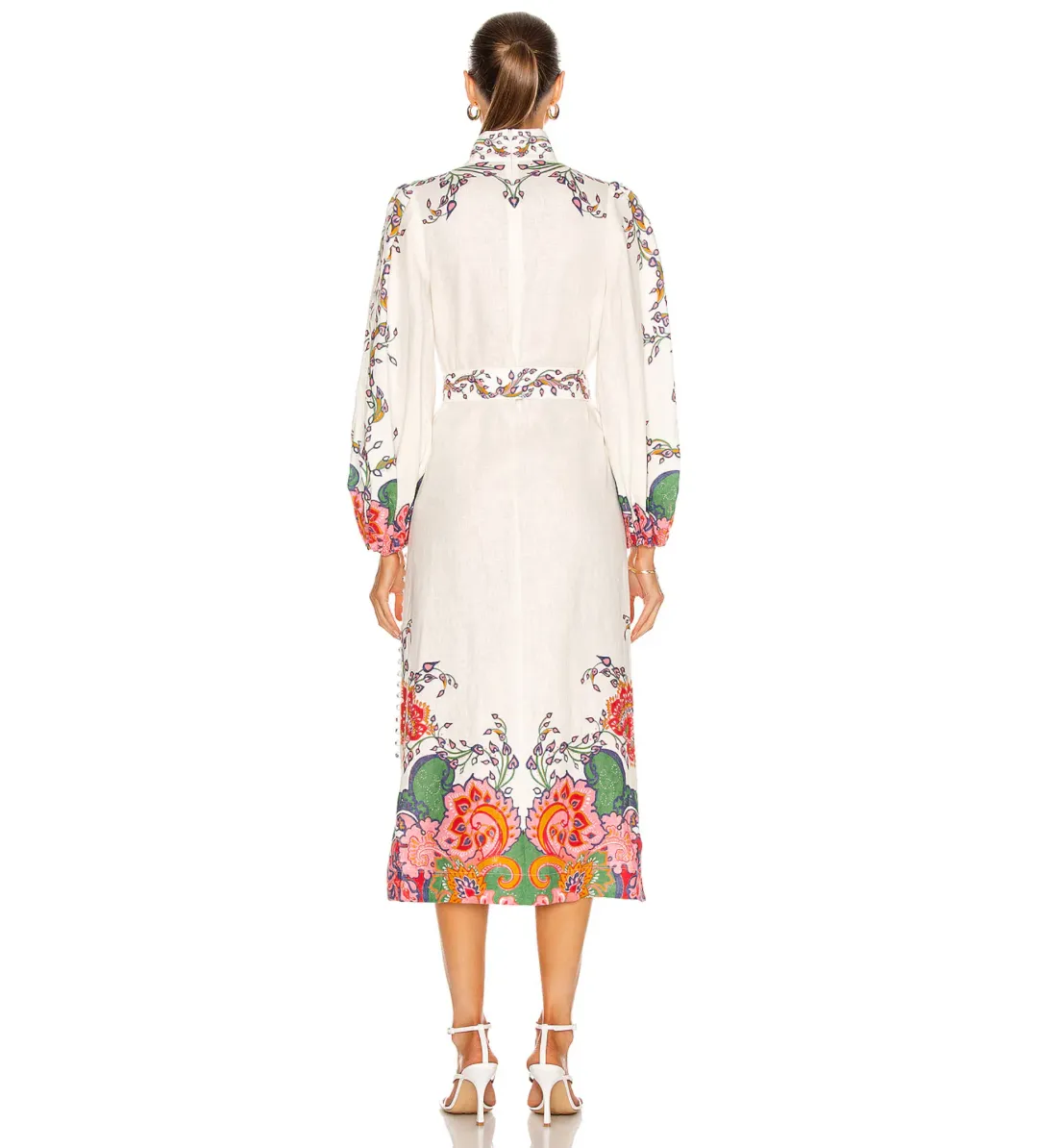 Zimmermann Lovestruck Buttoned in Natural Paisley Floral Midi Dress Size 6 for rent on The Volte - main image