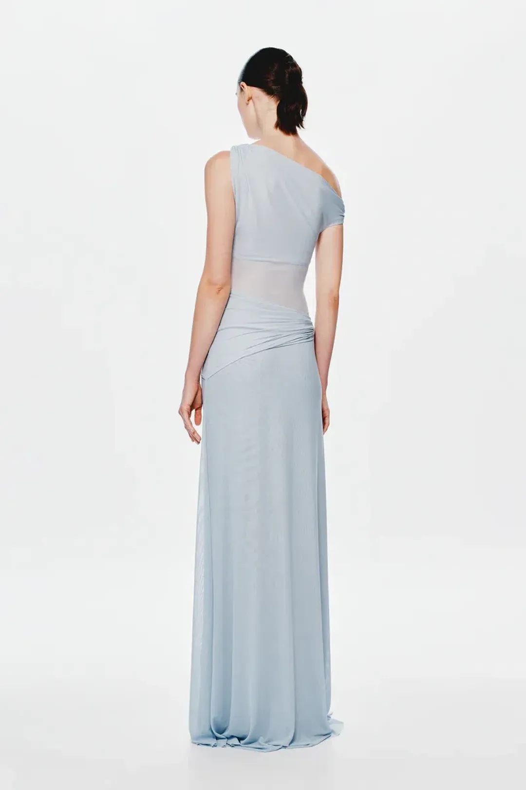 Misha Sisal Mesh Maxi Dress in Dove Blue Size 10 for rent on The Volte - main image