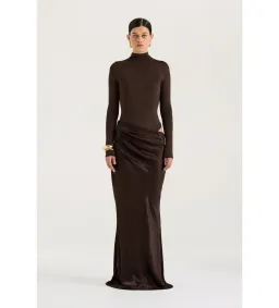 Henne Soraia Long Sleeve Maxi Dress Chocolate Size S AU 8 for rent on The Volte - image 1