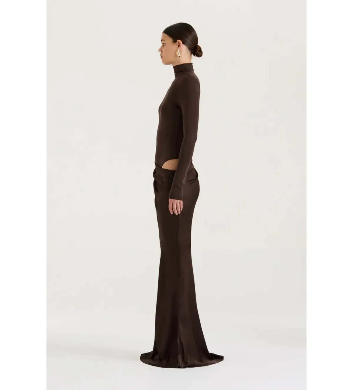 Henne Soraia Long Sleeve Maxi Dress Chocolate Size S AU 8 - Image 2