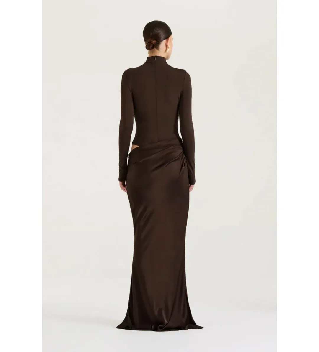 Henne Soraia Long Sleeve Maxi Dress Chocolate Size S AU 8 for rent on The Volte - main image