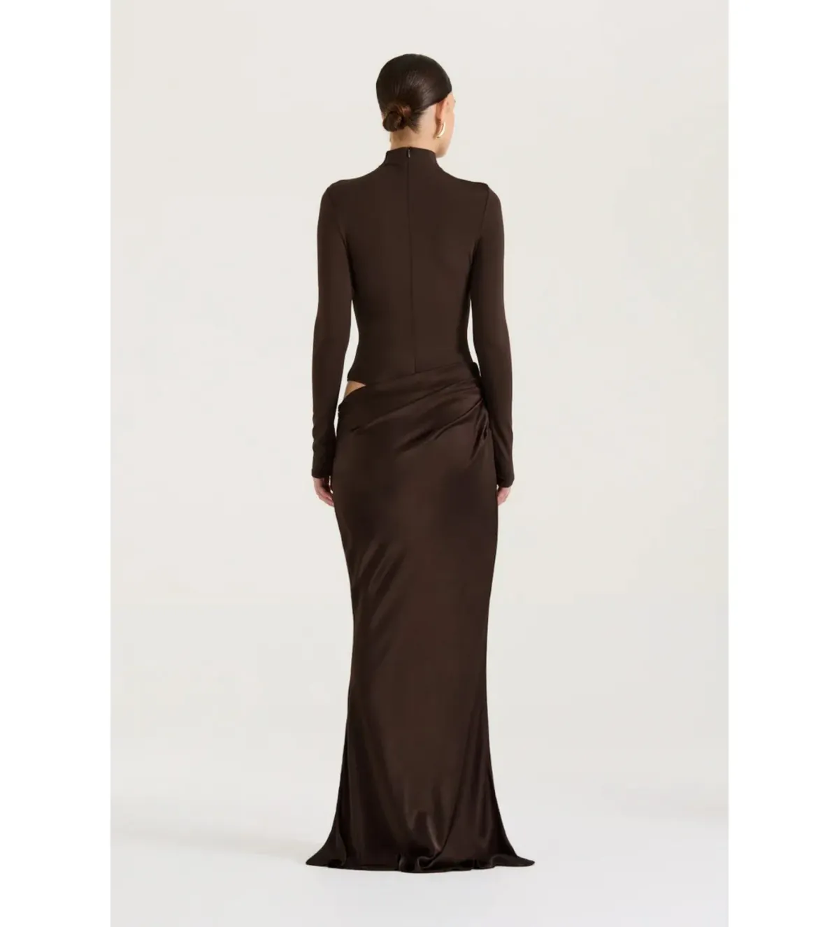 Henne Soraia Long Sleeve Maxi Dress Chocolate Size S AU 8 - Image 4