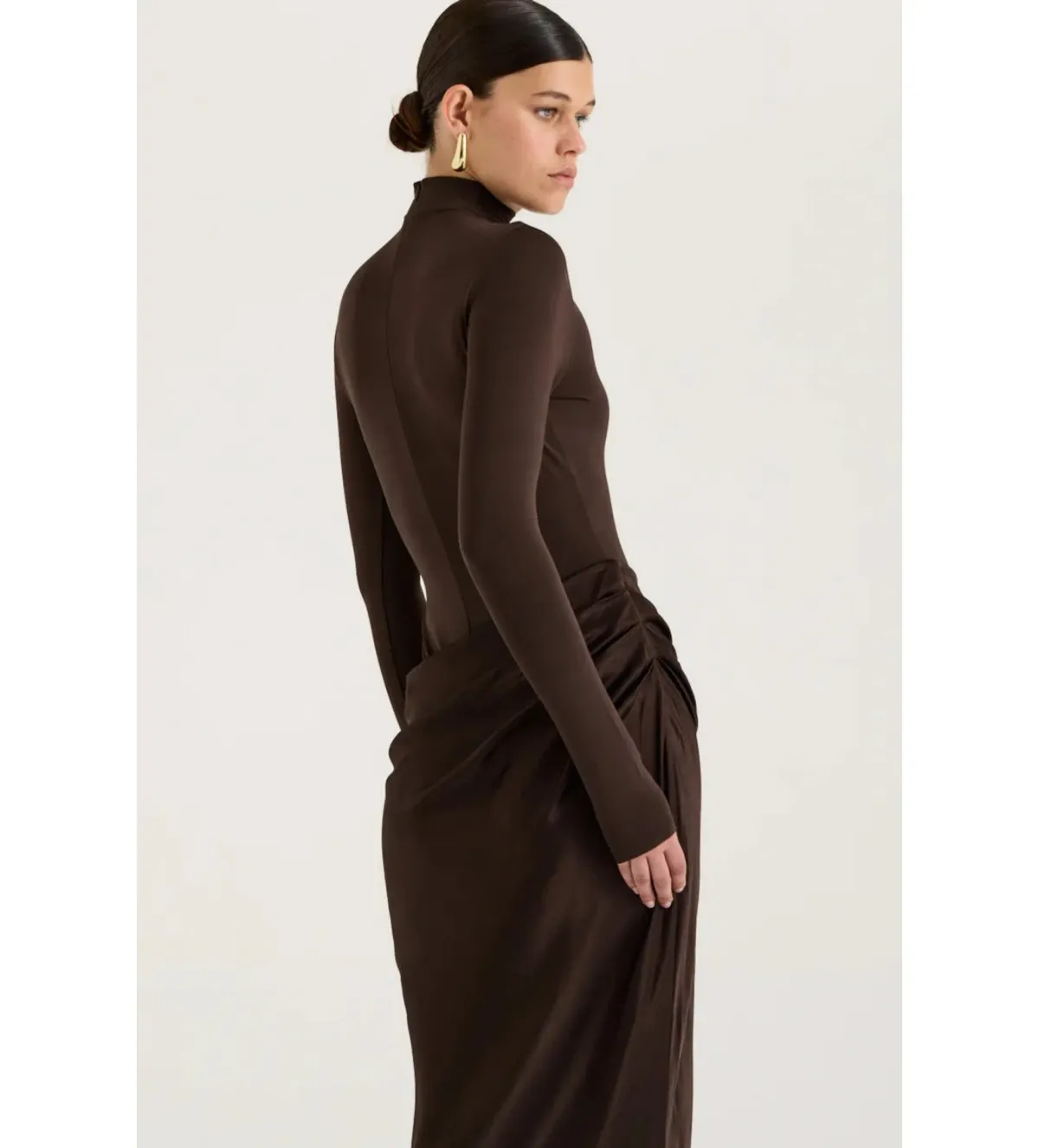 Henne Soraia Long Sleeve Maxi Dress Chocolate Size S AU 8 - Image 6