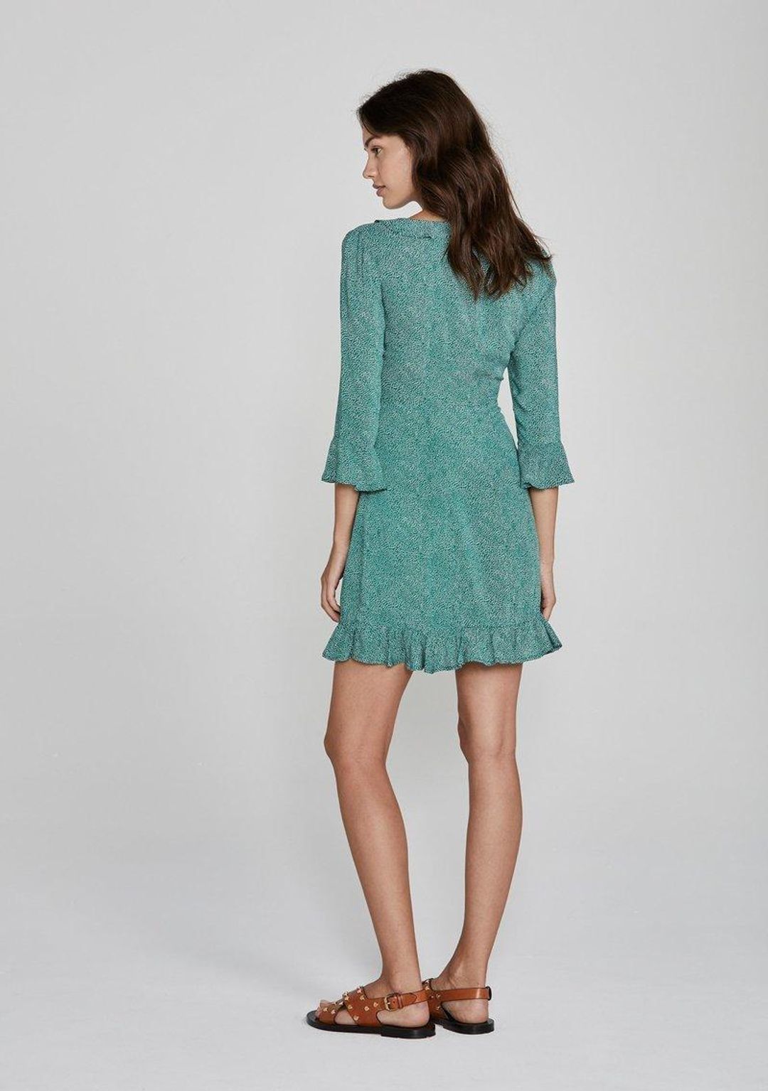 Auguste the Label Diamond Rumba Sleeved Mini Dress in Green size 12 for rent on The Volte - main image