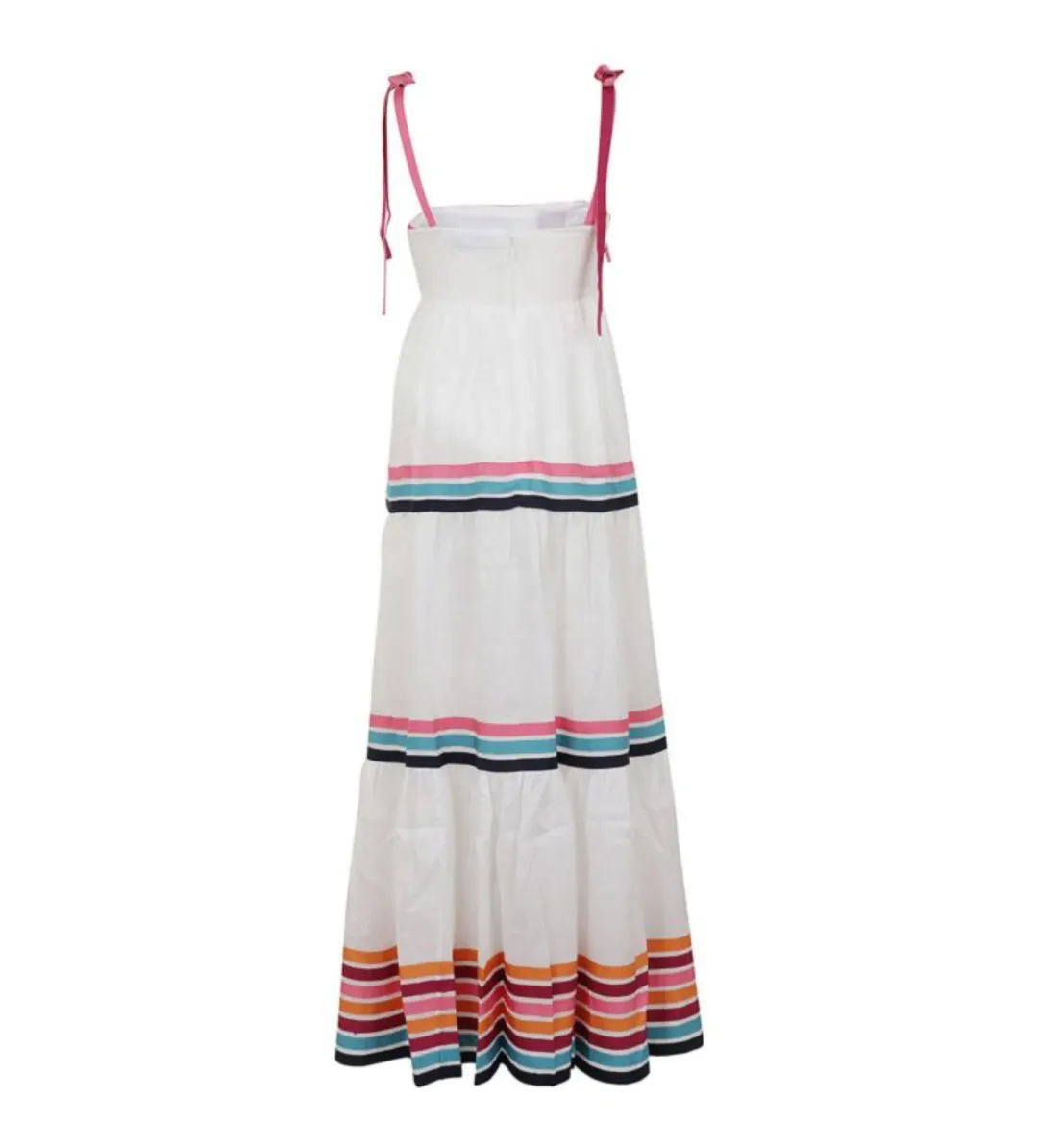 Zimmermann Lulu Ribbon Tiered Maxi Dress in Multi White Size 0/ AU 8 for rent on The Volte - main image