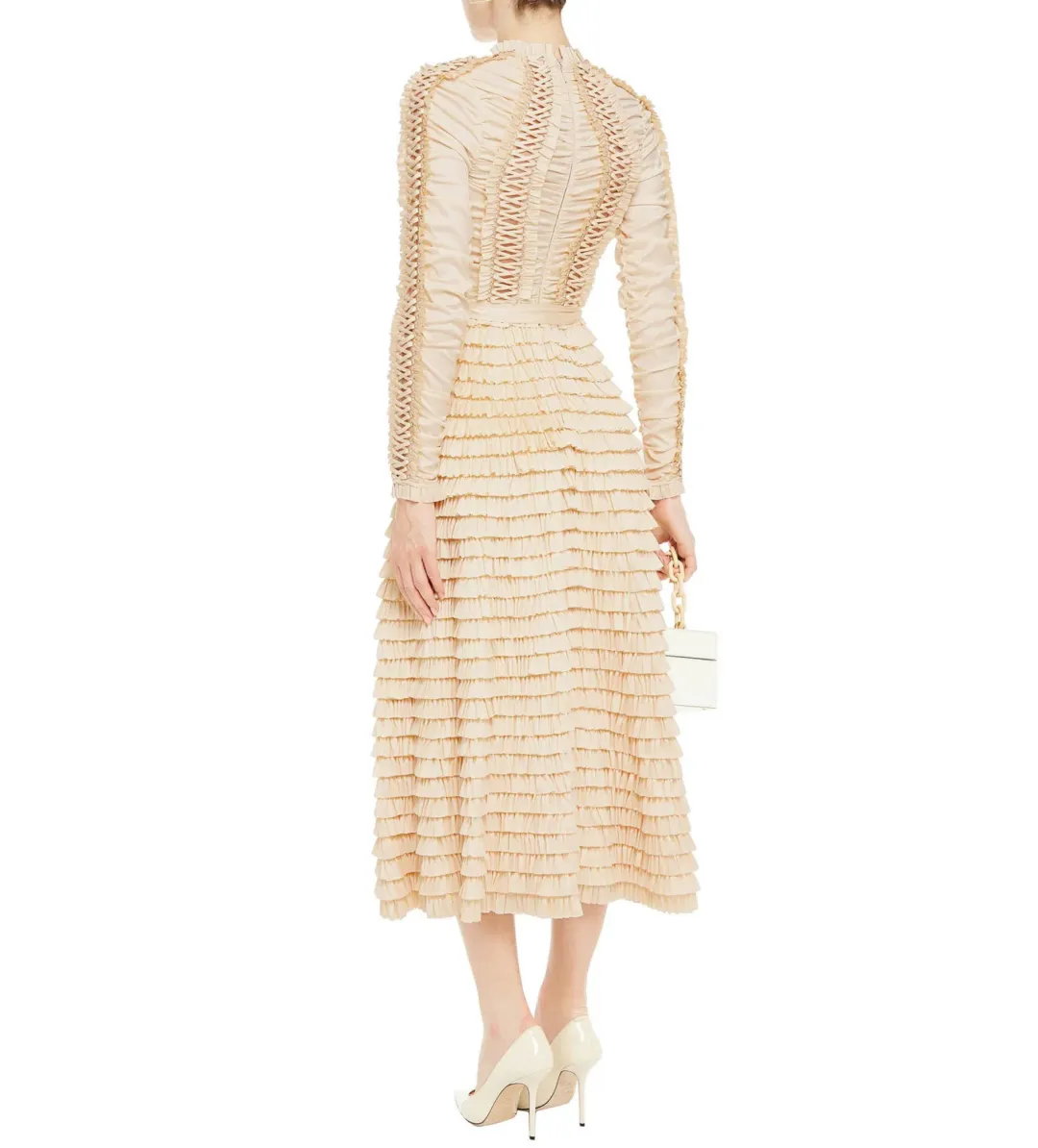 Zimmermann Espionage Ruffled Midi Dress in Cream Size 3/ AU 14 for rent on The Volte - main image