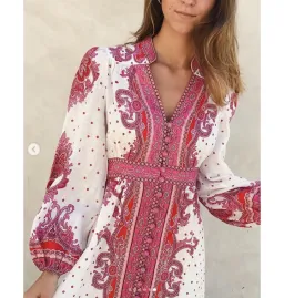 Zimmermann Bells Paisley Midi Dress Pink Size 0 / AU 8 for rent on The Volte - image 2