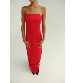 Leo Lin Rayna Appliqué Bustier Maxi Dress in Rosa Size AU10 for rent on The Volte - image 3