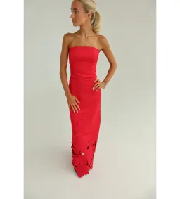 Leo Lin Rayna Appliqué Bustier Maxi Dress in Rosa Size AU10 for rent on The Volte - image 2