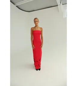 Leo Lin Rayna Appliqué Bustier Maxi Dress in Rosa Size AU10 for rent on The Volte - image 5