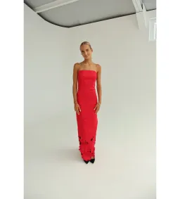 Leo Lin Rayna Appliqué Bustier Maxi Dress in Rosa Size AU10 for rent on The Volte - image 4
