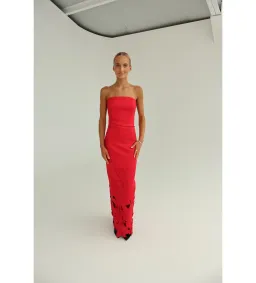 Leo Lin Rayna Appliqué Bustier Maxi Dress in Rosa Size AU10 for rent on The Volte - image 1