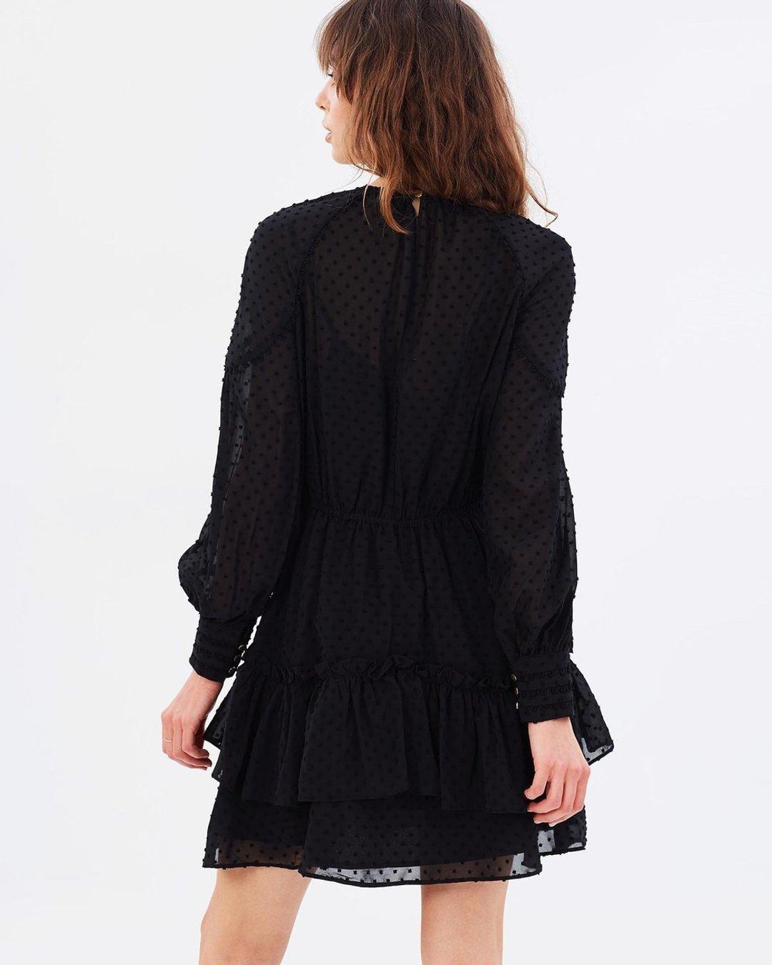 Talulah Sweet Allure Long Sleeve Mini Dress in black size 10 for rent on The Volte - main image